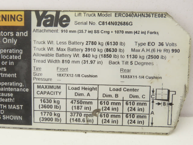 Yale Electric Forklift Three Lever Control Unit Lift Tilt Shift ERC040AHN36TE082