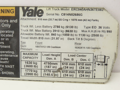 Yale Electric Forklift Three Lever Control Unit Lift Tilt Shift ERC040AHN36TE082