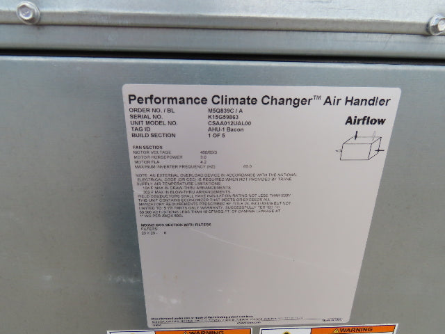 Trane CSAA Performance Climate Changer HVAC Air Conditioning Make Up Heater Unit
