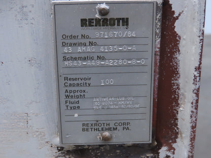 Rexroth 971670/84 Hydraulic Power Unit 1250PSI 33GPM 60 Gallon Tank 230/460V 3Ph