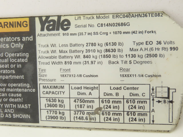 Yale 830-0416-0 Electric Forklift Electrical Plug Suppressor Removed ERC040AHN