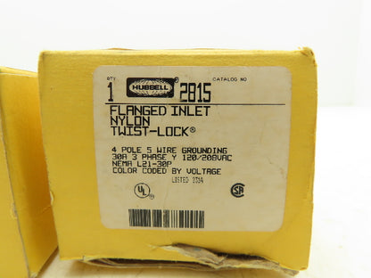 Hubbel 2815 L21-30P Locking Inlet 4 Pole 5 Blade 30A 120/208VAC 3Ph Lot of 3