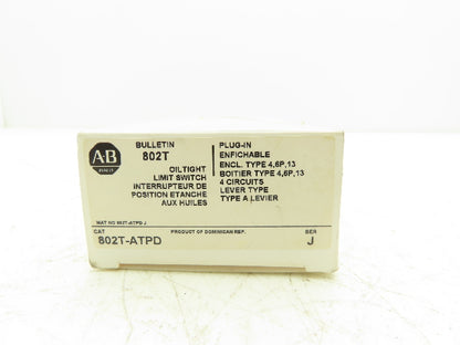 Allen Bradley 802T-ATPD Plug In Oiltight Limit Switch Roller Arm Spring Return