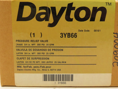 Dayton 3YB66 Pressure Relief Valve 3/4" NPT 300 PSI 25 GPM Brass Lot of 2