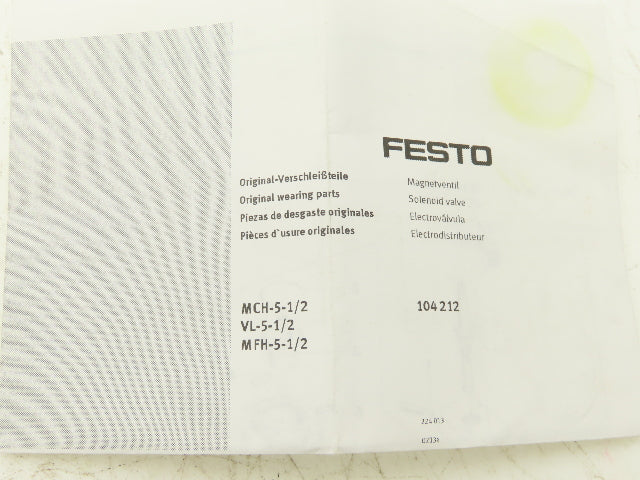 Festo 104212 Wearing Parts Repair Kit For Solenoid Valves MCH, VL-5-1/2