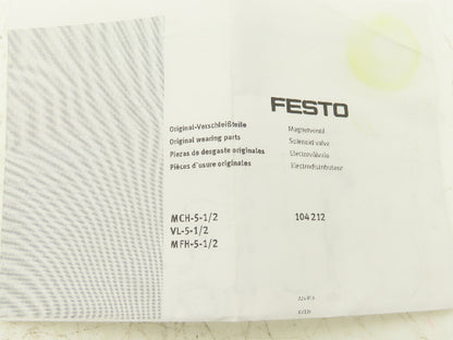 Festo 104212 Wearing Parts Repair Kit For Solenoid Valves MCH, VL-5-1/2