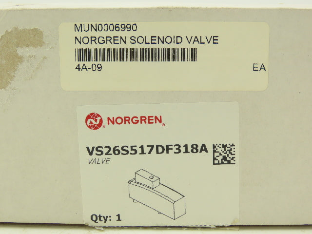 Norgren VS26S517DF318A Pneumatic Control Valve VS26 Series 5/2 Way 115 VAC