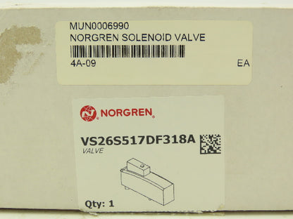 Norgren VS26S517DF318A Pneumatic Control Valve VS26 Series 5/2 Way 115 VAC