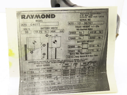 Raymond 1204635R01 Stand-Up Forklift Joystick Hand Controller Off 425-C40TT