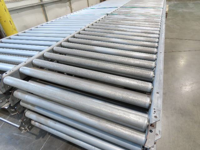 24"x 10' Gravity Roller Conveyor 1-3/8"Dia 22"BF 10-Sections 100'L  26-32" Legs