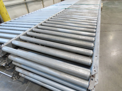 24"x 10' Gravity Roller Conveyor 1-3/8"Dia 22"BF 10-Sections 100'L  26-32" Legs