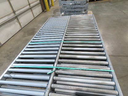 24"x 10' Gravity Roller Conveyor 1-3/8"Dia 22"BF 10-Sections 100'L  26-32" Legs