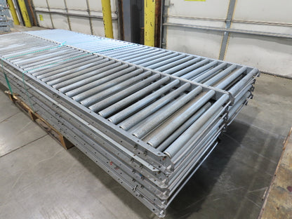 24"x 10' Gravity Roller Conveyor 1-3/8"Dia 22"BF 10-Sections 100'L  26-32" Legs