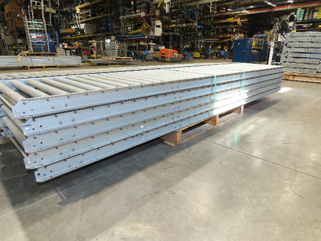 24"x 10' Gravity Roller Conveyor 1-3/8"Dia 22"BF 10-Sections 100'L  26-32" Legs
