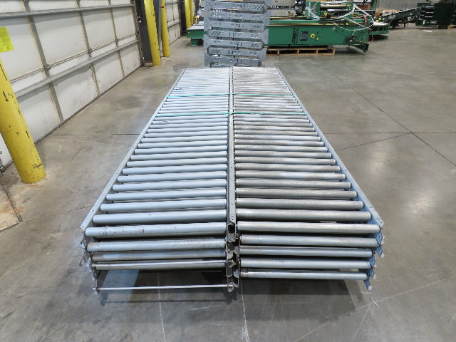 24"x 10' Gravity Roller Conveyor 1-3/8"Dia 22"BF 10-Sections 100'L  26-32" Legs
