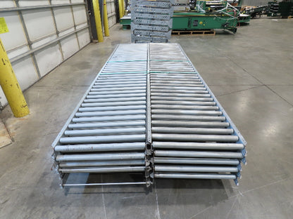 24"x 10' Gravity Roller Conveyor 1-3/8"Dia 22"BF 10-Sections 100'L  26-32" Legs