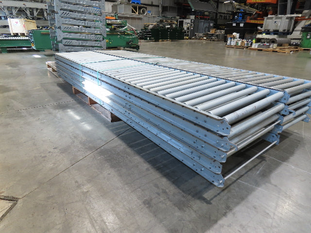 24"x 10' Gravity Roller Conveyor 1-3/8"Dia 22"BF 10-Sections 100'L  26-32" Legs