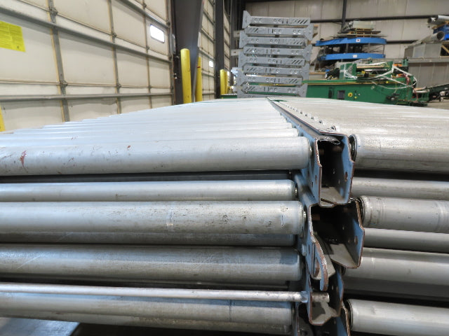 24"x 10' Gravity Roller Conveyor 1-3/8"Dia 22"BF 10-Sections 100'L  26-32" Legs