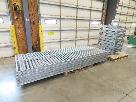 24"x 10' Gravity Roller Conveyor 1-3/8"Dia 22"BF 10-Sections 100'L  26-32" Legs