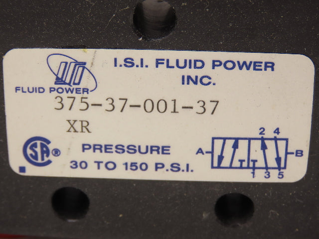 ISI Fluid Power 375-37-001-37 Pneumatic Solenoid Directional Valve 4/2 120 VAC