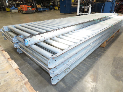 24"x 10' Gravity Roller Conveyor 1-3/8"Dia 22"BF 7-Sections 70'L  26-32" Legs