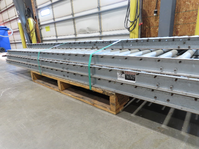 24"x 10' Gravity Roller Conveyor 1-3/8"Dia 22"BF 7-Sections 70'L  26-32" Legs