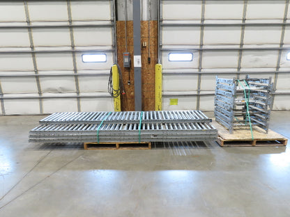 24"x 10' Gravity Roller Conveyor 1-3/8"Dia 22"BF 7-Sections 70'L  26-32" Legs