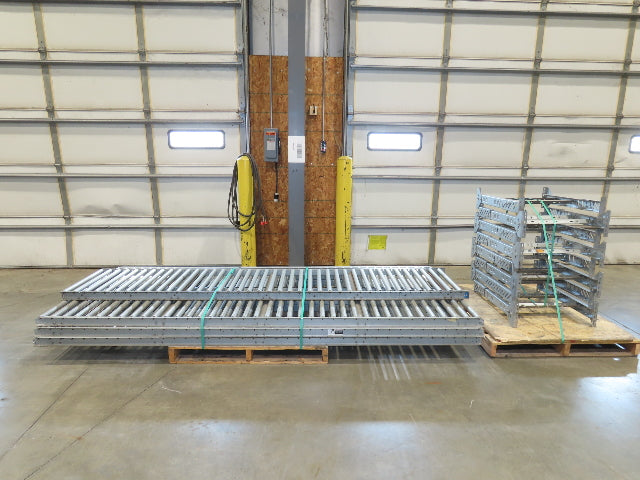 24"x 10' Gravity Roller Conveyor 1-3/8"Dia 22"BF 7-Sections 70'L  26-32" Legs