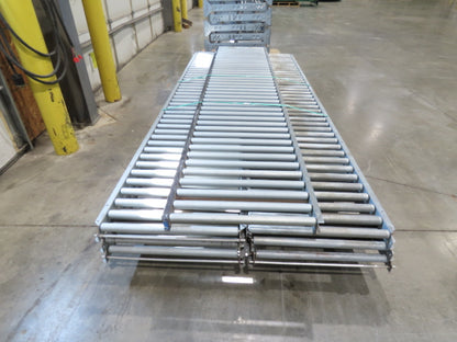 24"x 10' Gravity Roller Conveyor 1-3/8"Dia 22"BF 7-Sections 70'L  26-32" Legs