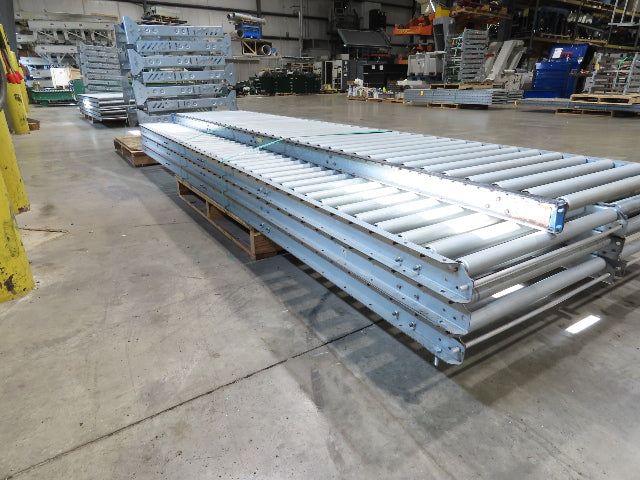 24"x 10' Gravity Roller Conveyor 1-3/8"Dia 22"BF 7-Sections 70'L  26-32" Legs