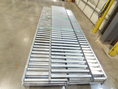 24"x 10' Gravity Roller Conveyor 1-3/8"Dia 22"BF 7-Sections 70'L  26-32" Legs