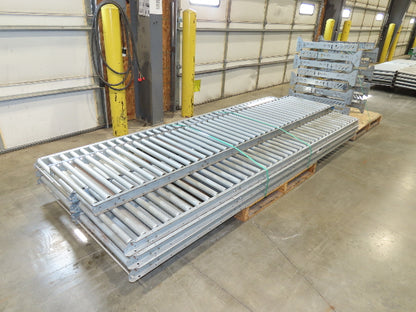 24"x 10' Gravity Roller Conveyor 1-3/8"Dia 22"BF 7-Sections 70'L  26-32" Legs