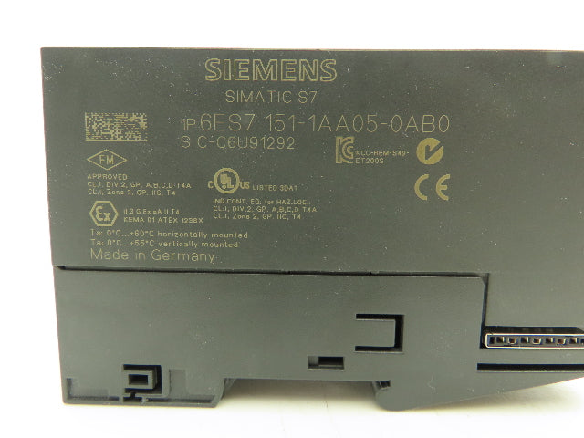 Siemens 6ES7 151-1AA05-0AB0 SIMATIC S7 ET200S Interface Module 24VDC -READ