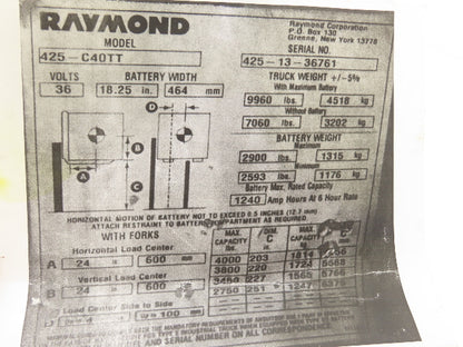 Raymond 1079011/002 PCB Relay Control Card Module Off 425-C40TT