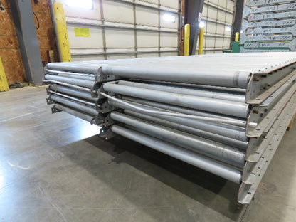 24"x 10' Gravity Roller Conveyor 1-3/8"Dia 22"BF 10-Sections 100'L  26-32" Legs