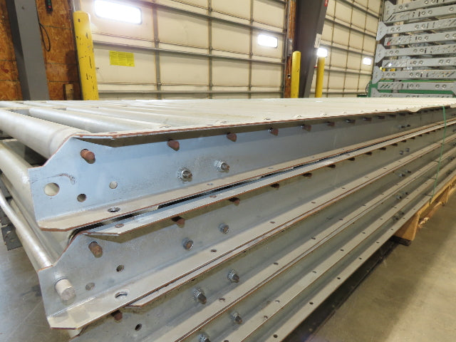 24"x 10' Gravity Roller Conveyor 1-3/8"Dia 22"BF 10-Sections 100'L  26-32" Legs