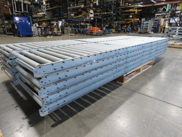 24"x 10' Gravity Roller Conveyor 1-3/8"Dia 22"BF 10-Sections 100'L  26-32" Legs