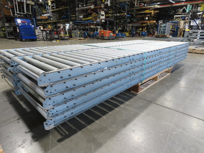 24"x 10' Gravity Roller Conveyor 1-3/8"Dia 22"BF 10-Sections 100'L  26-32" Legs