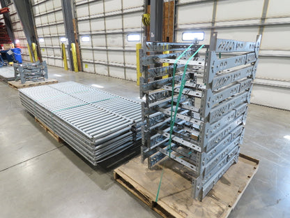 24"x 10' Gravity Roller Conveyor 1-3/8"Dia 22"BF 10-Sections 100'L  26-32" Legs