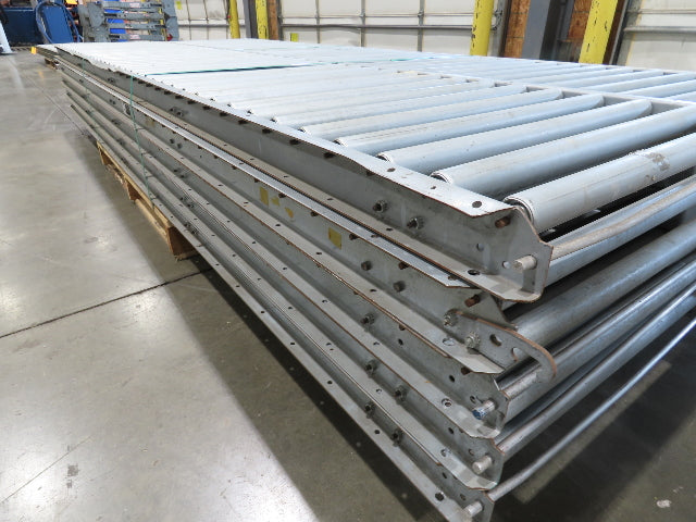24"x 10' Gravity Roller Conveyor 1-3/8"Dia 22"BF 10-Sections 100'L  26-32" Legs