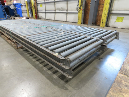 24"x 10' Gravity Roller Conveyor 1-3/8"Dia 22"BF 4-Sections 40'L  23-32" Legs