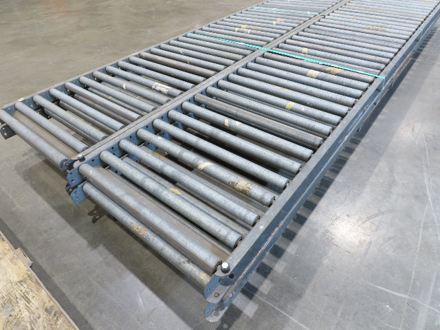 24"x 10' Gravity Roller Conveyor 1-3/8"Dia 22"BF 4-Sections 40'L  23-32" Legs
