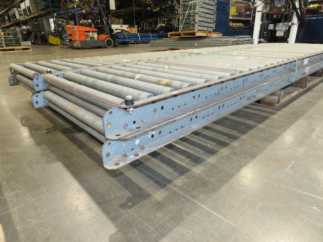 24"x 10' Gravity Roller Conveyor 1-3/8"Dia 22"BF 4-Sections 40'L  23-32" Legs