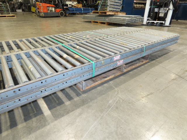24"x 10' Gravity Roller Conveyor 1-3/8"Dia 22"BF 4-Sections 40'L  23-32" Legs