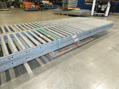 24"x 10' Gravity Roller Conveyor 1-3/8"Dia 22"BF 4-Sections 40'L  23-32" Legs