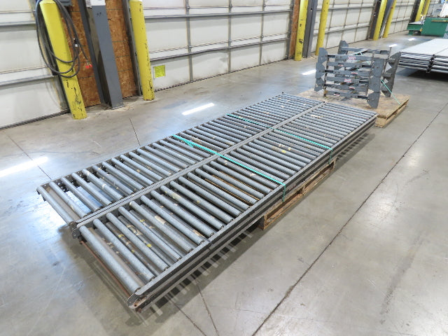24"x 10' Gravity Roller Conveyor 1-3/8"Dia 22"BF 4-Sections 40'L  23-32" Legs