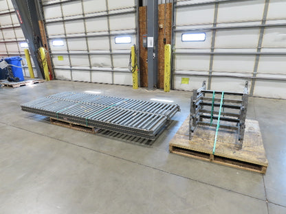 24"x 10' Gravity Roller Conveyor 1-3/8"Dia 22"BF 4-Sections 40'L  23-32" Legs