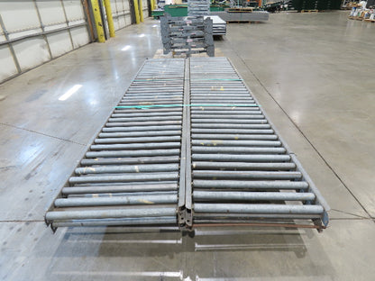 24"x 10' Gravity Roller Conveyor 1-3/8"Dia 22"BF 4-Sections 40'L  23-32" Legs