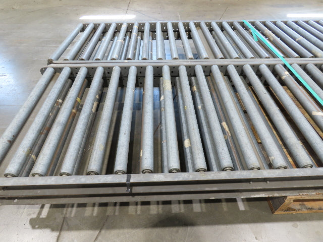 24"x 10' Gravity Roller Conveyor 1-3/8"Dia 22"BF 4-Sections 40'L  23-32" Legs