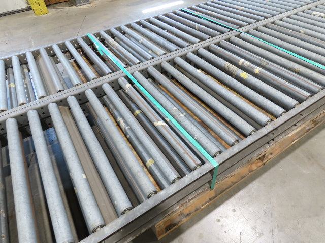 24"x 10' Gravity Roller Conveyor 1-3/8"Dia 22"BF 4-Sections 40'L  23-32" Legs